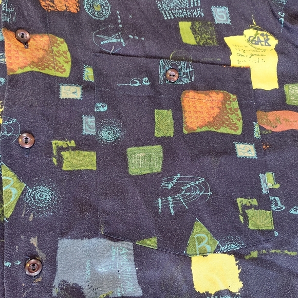 Fairbanks Vintage Casual Black Long Sleeve Shirt Abstract Amerikan Pattern, 42 - Picture 2 of 8